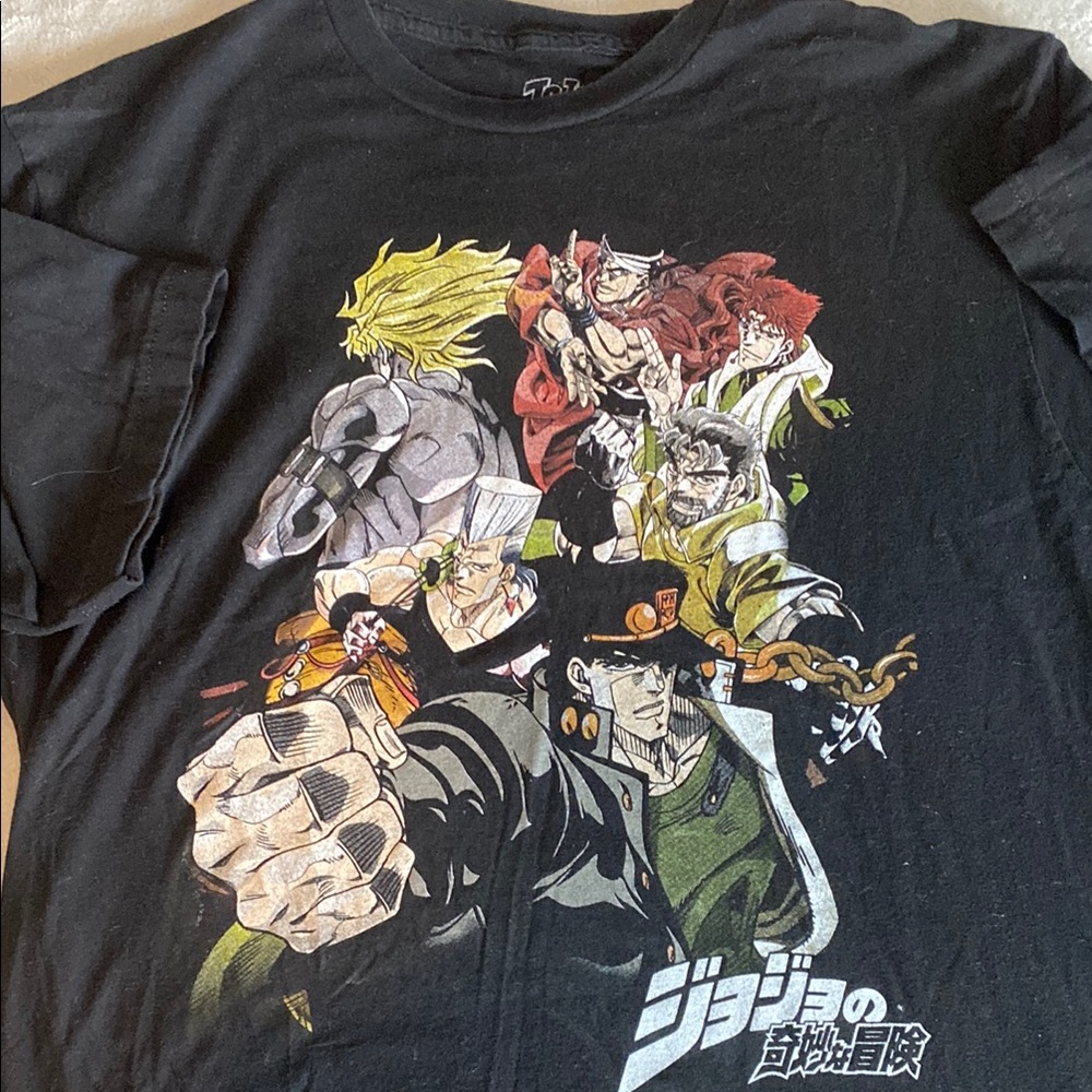 Black Short Sleeve Anime Graphic Tee